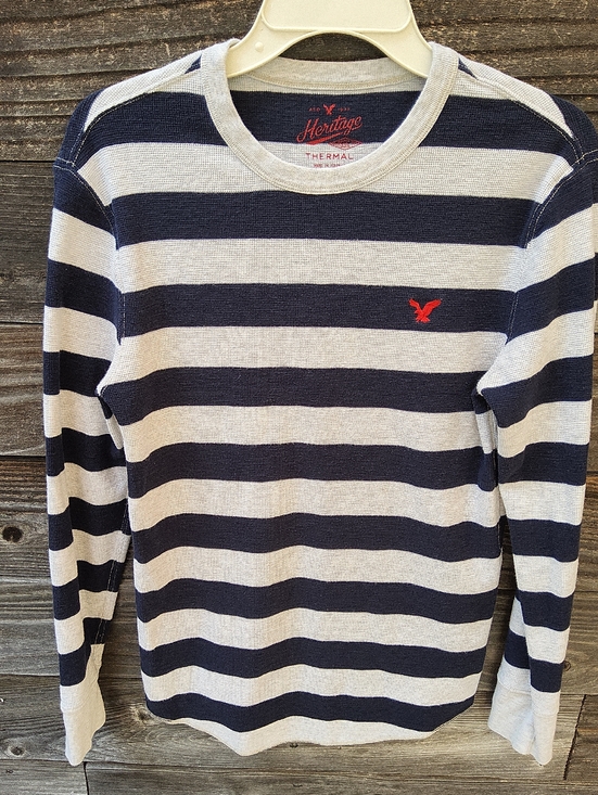 American Eagle Outfitters Tops - American Eagle Outfitters Heritage Navy & Cream Striped Pullover Size Small